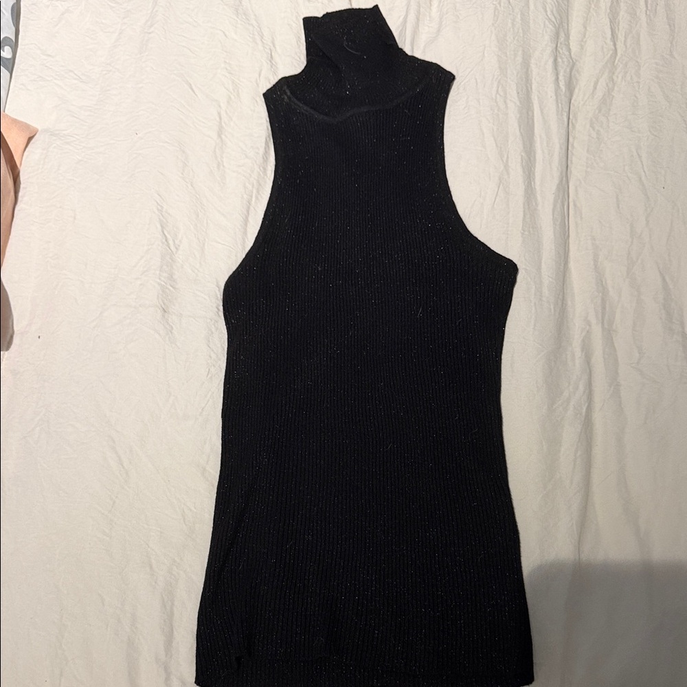 H&M Black Sleeveless Turtleneck Ribbed Tank sz 6